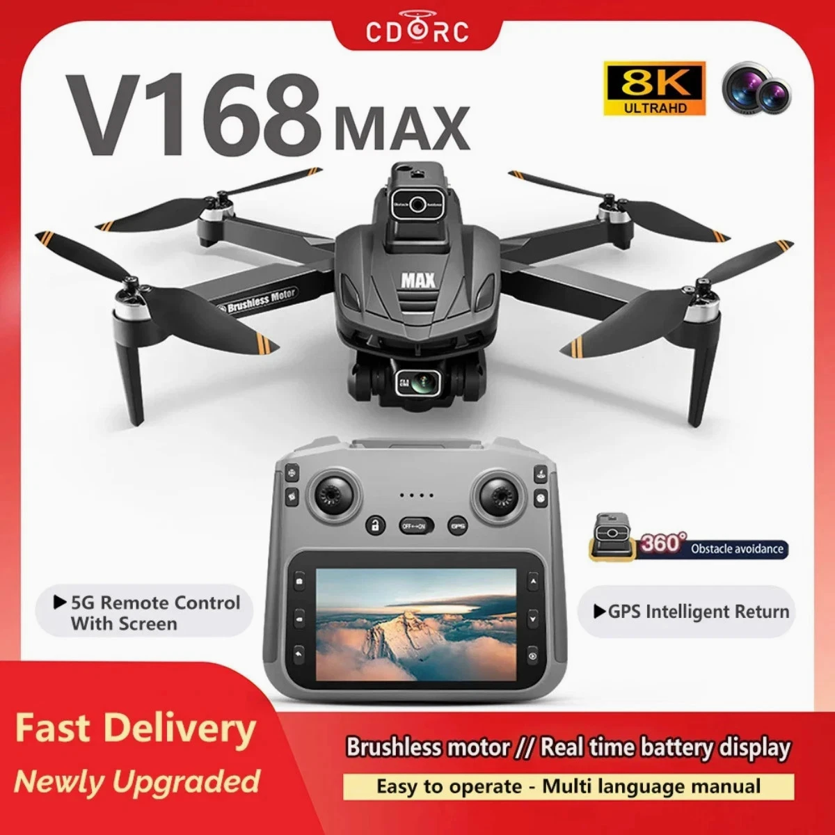 V168 Pro MAX GPS Drone V168 Pro MAX GPS Drone 2025 – 8K Camera, 5G WiFi, 5KM FPV