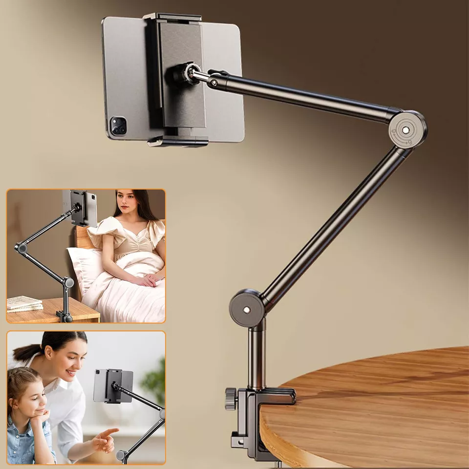 Tablet Holder Tablet Holder for Bed Foldable iPad Bed Stand with 3 Metal Arm iPad Desk Holder